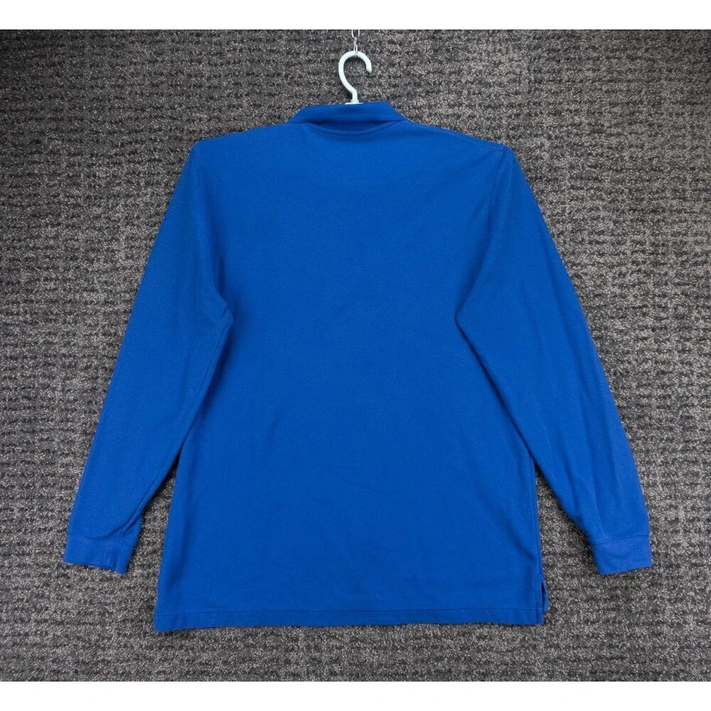 LL Bean Polo Shirt Mans XLT Blue Long Sleeve Cotton Casual Dad Outdoor Preppy